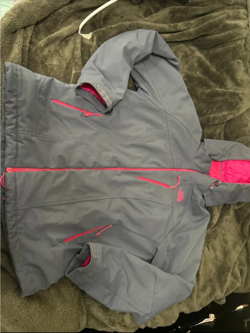The North Face Girls' Gray Jacket with Pink Accents